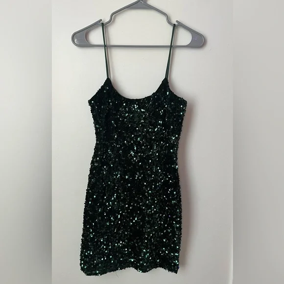actress green dress Berylove Women Sparkly Green Tight Homecoming Dress Corset Sequin Mini Dress with Lace-up Back, Dark Purple / US14 main image 1
